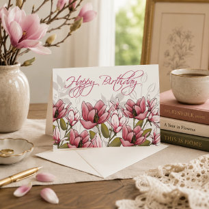 Magnólia Sussurrante – Cartão de Aniversário Botân