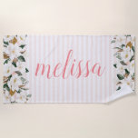 magnólia - toalha de praia personalizada<br><div class="desc">magnólia das aquarelas e design floral com nome de script personalizado e inicial. A cor e o texto são editáveis.</div>