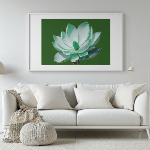 Magnolia Verde Flor Watercolor Wall Art Impressão