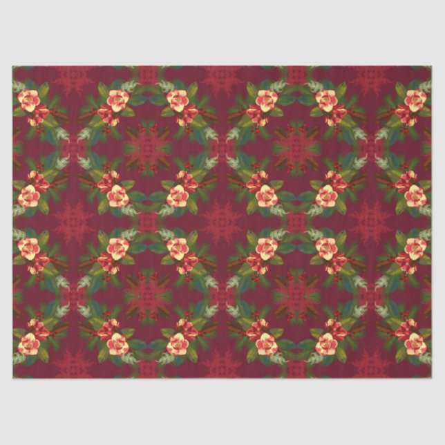 Magnolia Vintage Papel Tecido Impressão Floral (Frente )