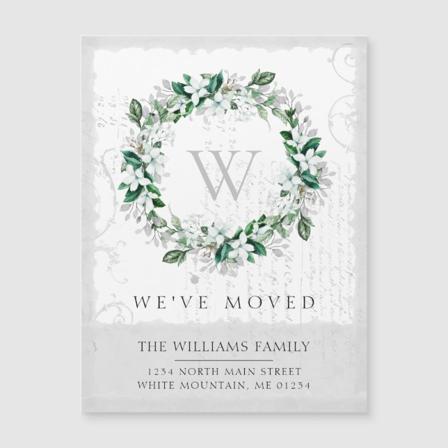 Magnolia Watercolor Monograma Floral Wreath (Frente)