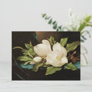 Magnólias Gigantes em um Tecido de Veludo Azul por