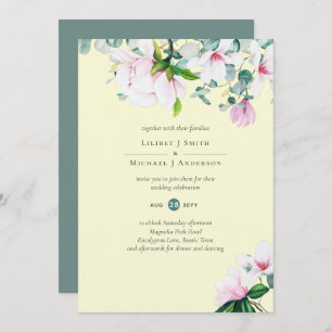 Magnolias Rosa, Floral e Convite de casamento Amar