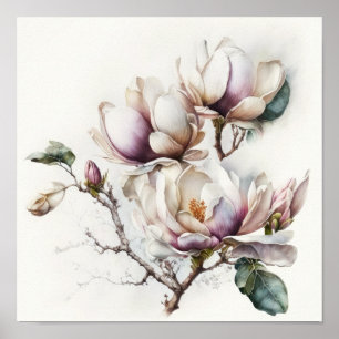 Magnolias Rosa Flores Impressão