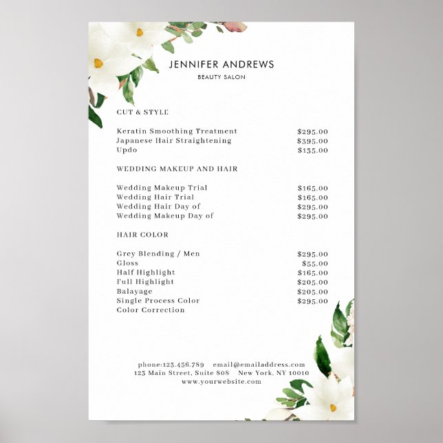 Magnolien Salon Preisliste Poster (Frente)