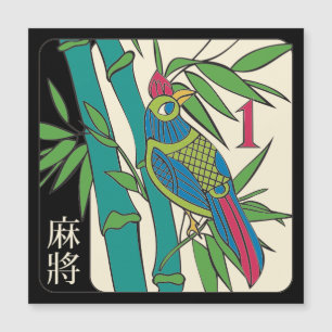 Mah Jongg Azulejos Bird Flat Magnet