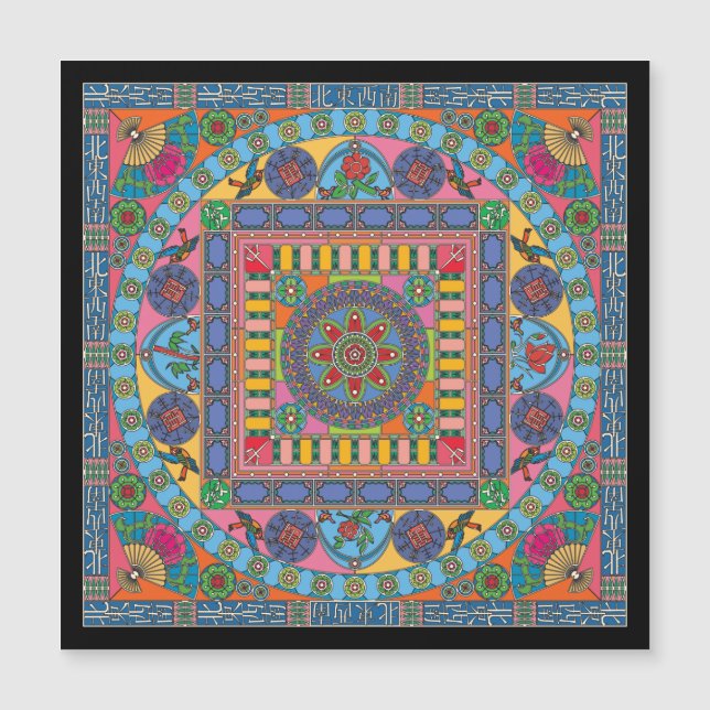 Mah Jongg Azulejos Mandala Magnet Flat (Frente)