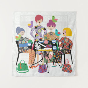 Mah Jongg Birds Tapeçaria