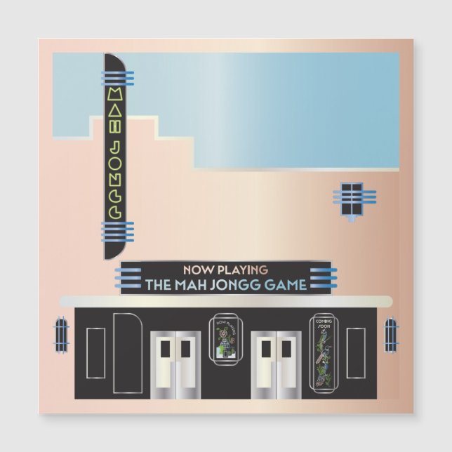 Mah Jongg Deco Theater Magnet Card (Frente)