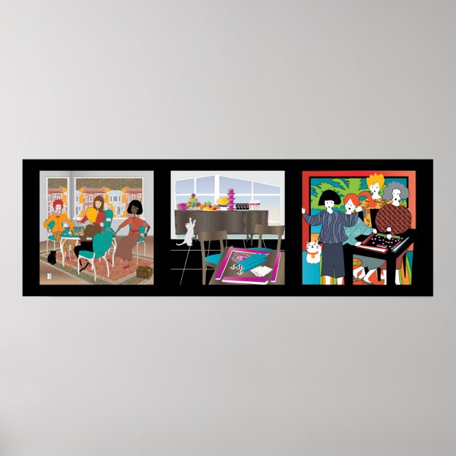 Mah Jongg Game Night Cats Poster (Frente)