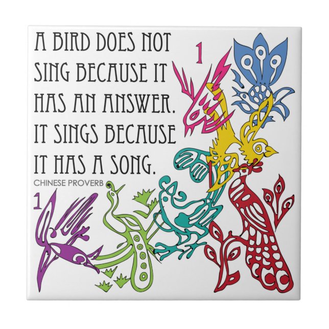 Mah Jongg One Bams Birds/Proverb Azulejo (Frente)