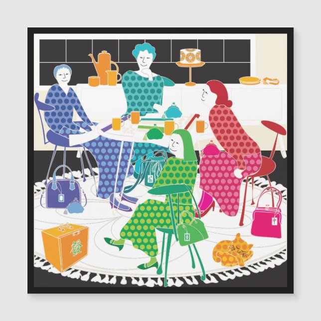 Mah Jongg Polka-Dots Magnet Card (Frente)