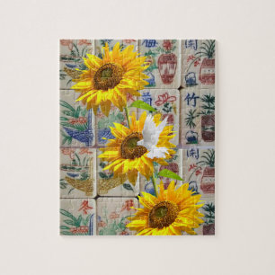 Mahjong Jigsee Quebra-cabeça Sunflower Dove Floral
