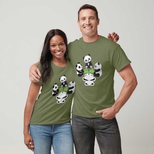Mahjong Panda Cute Engraçado T-Shirt (Unissex)