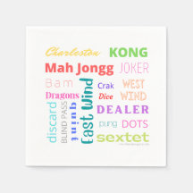 Mahjong temeu guardanapo apresentando o americano 