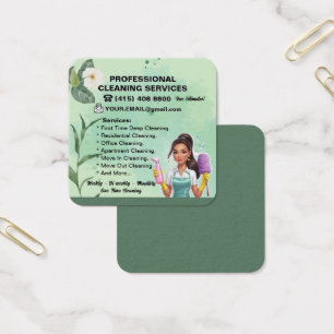 Maid Janitorial Lady Cartão de visita Clearing