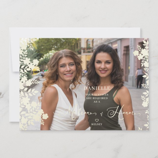 Maid of Honor Proposal Botanical Frame Photo (Frente)