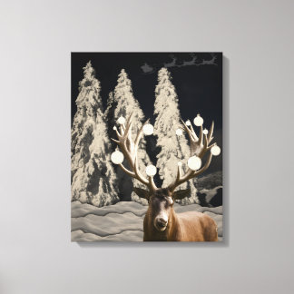 Maiestoso Reindeer Neve Muro de Canvas de Natal