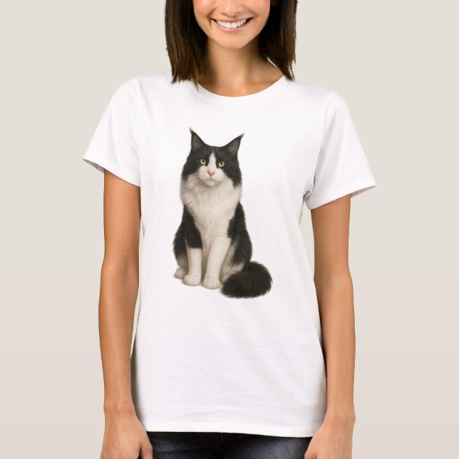 Maine Coon black and white T-shirt (Frente)