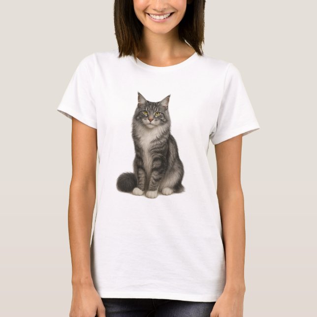 Maine Coon Black Silver T-Shirt (Frente)