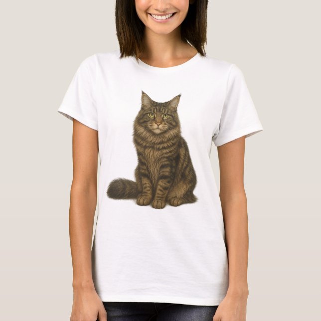 Maine Coon Brown Blotched Tabby T-Shirt (Frente)