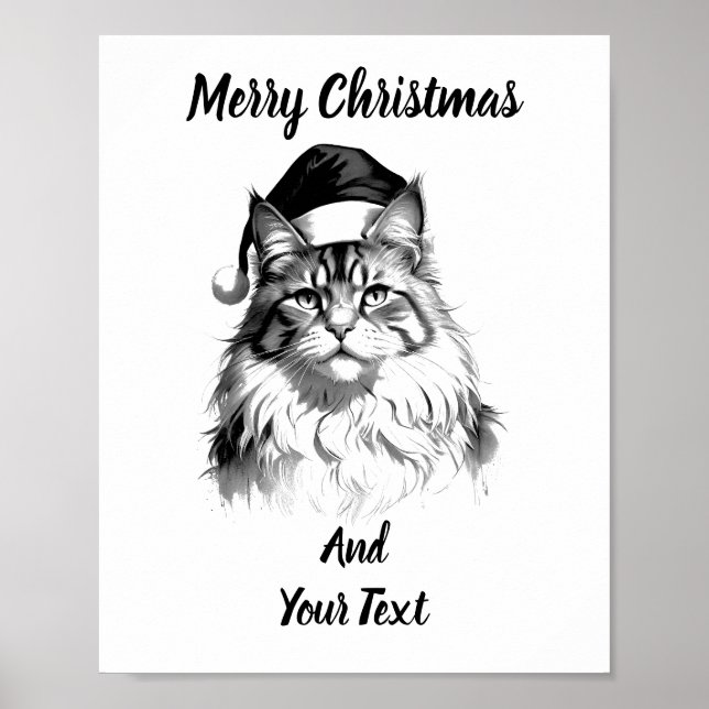 Maine Coon Christmas Poster Instant Download (Frente)