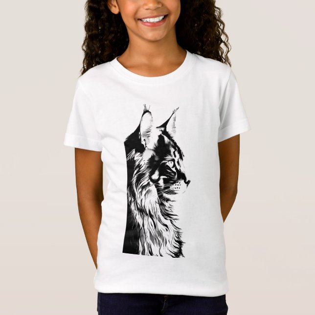 Maine Coon Girl's White Jersey T-Shirt Kids (Frente)