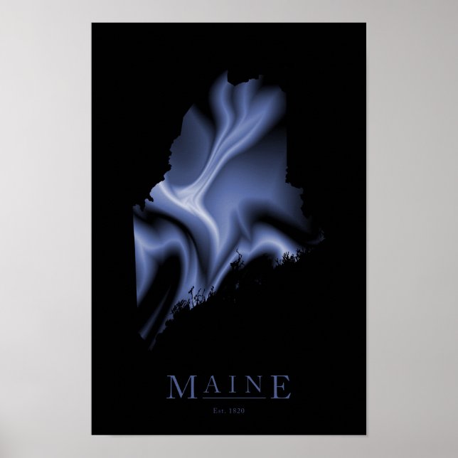 Maine Modern Map Poster (Frente)