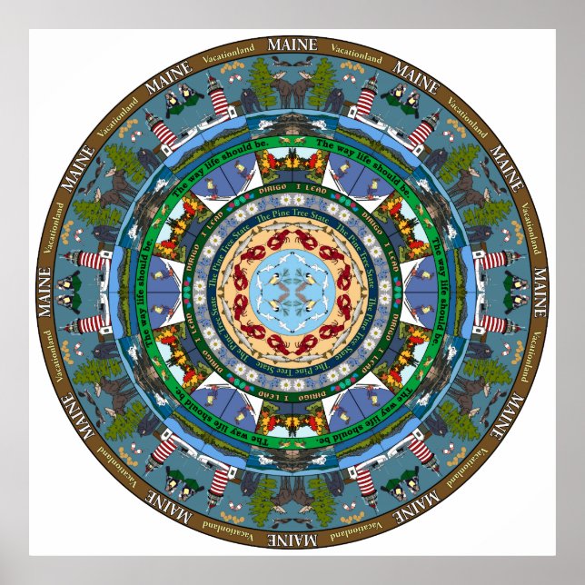 Maine State Mandala Poster (Frente)