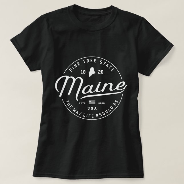 Maine , US State Viagem Vacirts Camisa ME USA Tee (Frente do Design)