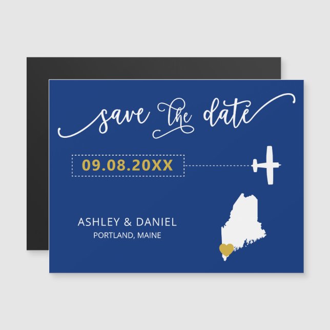 Maine Wedding Salve o Cartão de Data, Mapa (Frente/Verso)