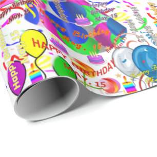Maio, 15 Aniversário com papel de embrulho