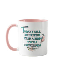 Mais feliz do que um pássaro com uma caneca