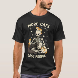 Mais Gatos Menos Pessoas Camiseta Esqueleto Gato E