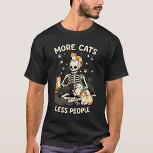 Mais Gatos Menos Pessoas Camiseta Esqueleto Gato E