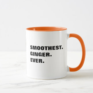 "Mais liso. Gengibre. Nunca." caneca do gato do
