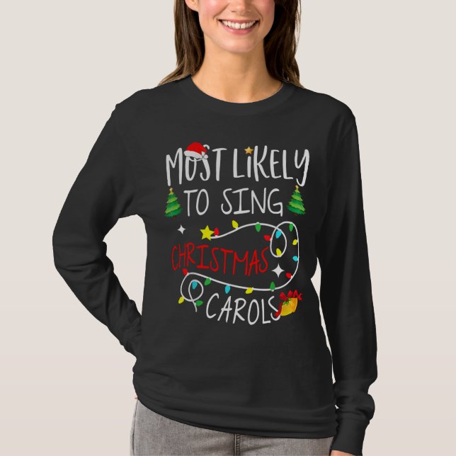 mais propenso a camisas de natal cantar natal (Frente)