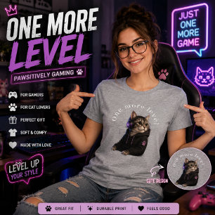 Mais Um Nível Camiseta Gamer de Gato Gato Gamer