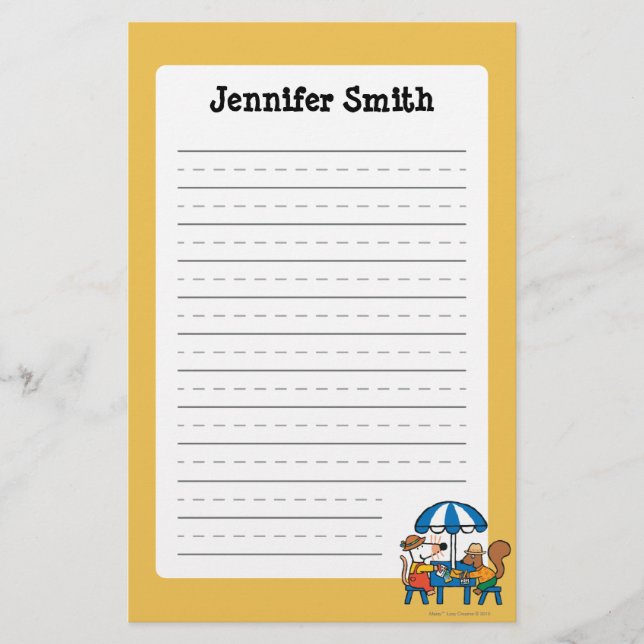 Maisy escreve cartão sob o guarda-chuva azul (Frente)