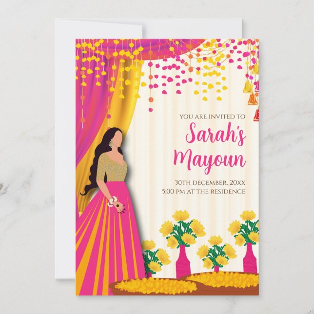 Maiyan convida & Haldi convida Convite de Haldi (Frente)