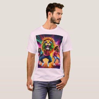 Majestade Urbana: Grafite Geométrico Lion T-Shirt 