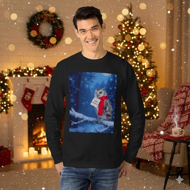 Majestic Christmas Owl Snowy Winter T-Shirt (Criador carregado)