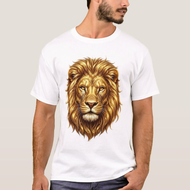 Majestic Golden Lion King Art T-Shirt (Frente)