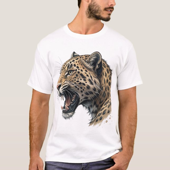 Majestic Leopard Portrait Men's Graphic T-Shirt (Frente)