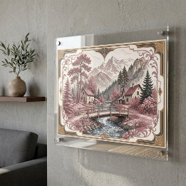 Majestosa Paisagem Alpina Arte de Fuga Chalé Rústi