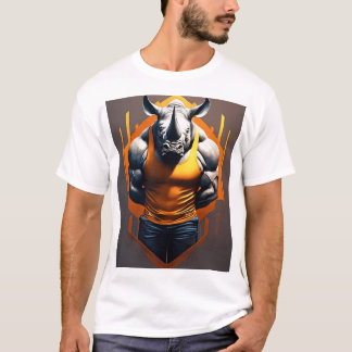 Majestoso Rhino na Design da Camisa Savana
