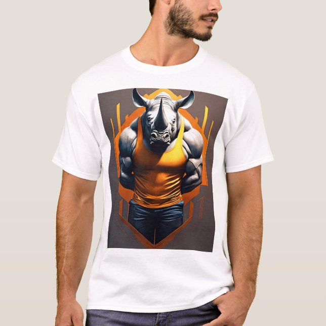 Majestoso Rhino na Design da Camisa Savana (Frente)
