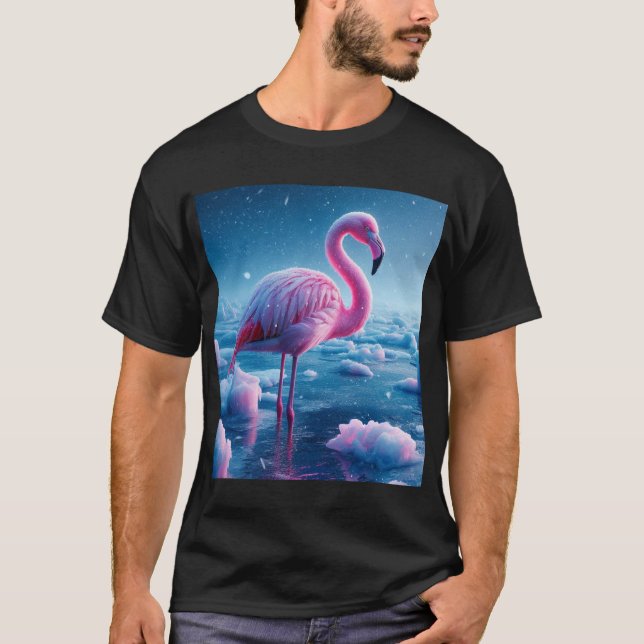 Majexpressa Flamingo no Ártico Wonderland T-Shirt (Frente)
