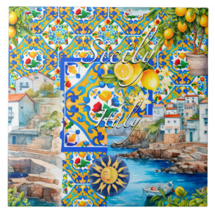 Majolica, limão, azulejos sicilianos,