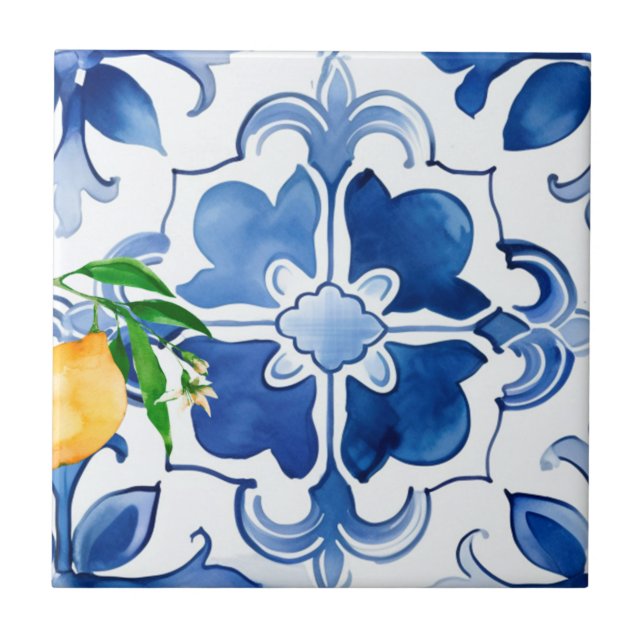 Majolica, limão, azulejos sicilianos, (Frente)